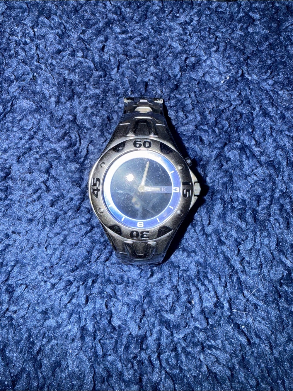Relic Men's Silver Watch with Blue Dial